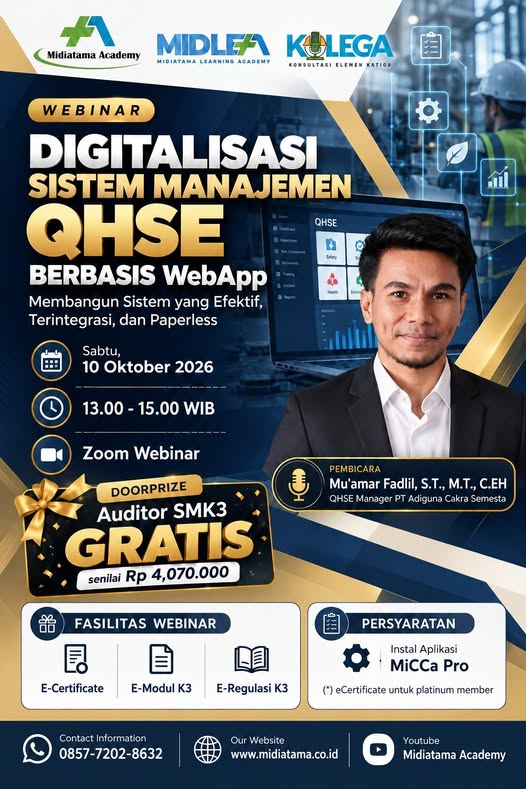 Webinar Digitalisasi Sistem Manajemen QHSE Berbasis WebApp Bersama Midiatama Academy & Kolega
