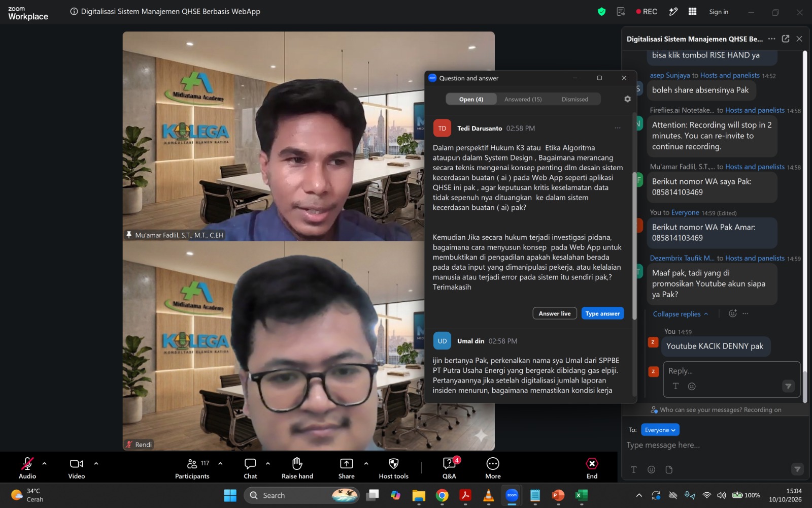 Sesi Zoom Webinar Digitalisasi Sistem Manajemen QHSE Berbasis WebApp